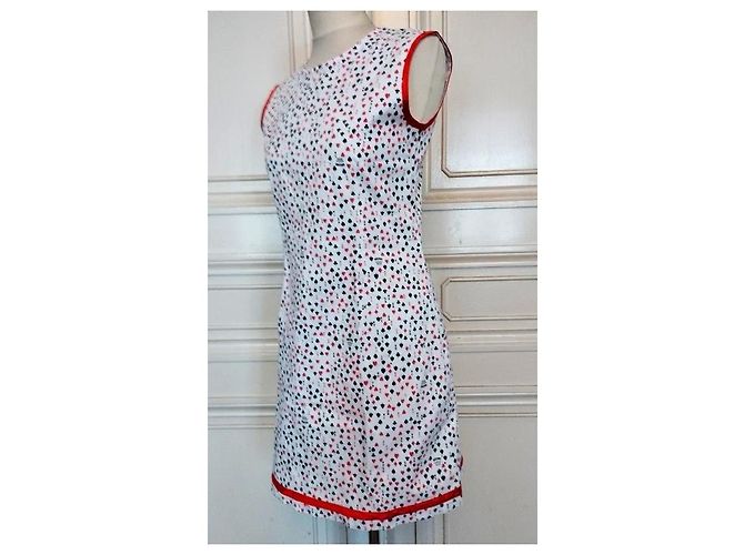 Moschino Abito Corto Preppy Cuori e Picche in Cotone Nero Bianco Rosso - vista 20