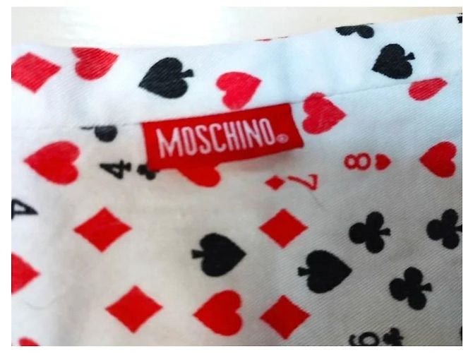 Moschino Abito Corto Preppy Cuori e Picche in Cotone Nero Bianco Rosso - vista 6