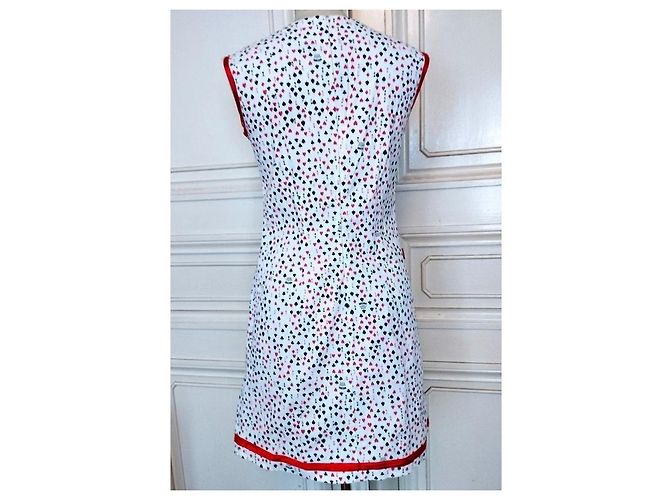 Moschino Abito Corto Preppy Cuori e Picche in Cotone Nero Bianco Rosso - vista 7