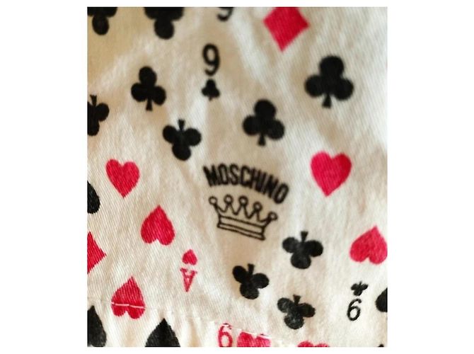 Moschino Abito Corto Preppy Cuori e Picche in Cotone Nero Bianco Rosso - vista 8