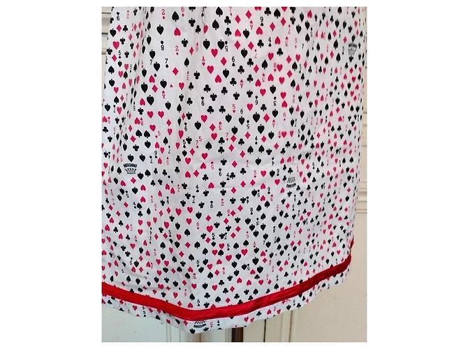 Moschino Abito Corto Preppy Cuori e Picche in Cotone Nero Bianco Rosso - vista 9