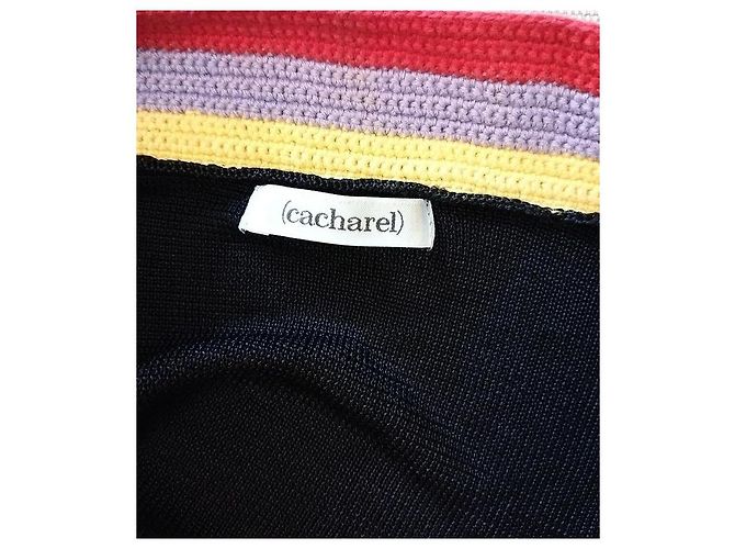 Cacharel Strickpullover mit bunten Bändern Schwarz Pink Rot Blau Grün Lila Gelb - Ansicht 12