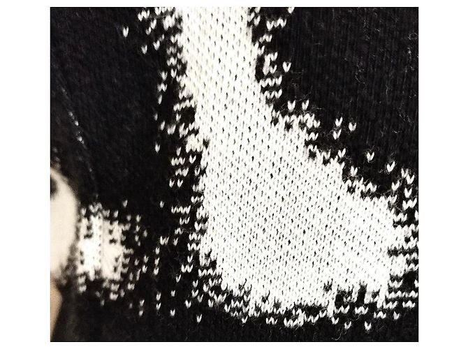 Agnès b. Trendy Graphique ärmelloses Strickkleid Schwarz Weiß - Ansicht 12