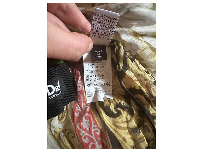 Dolce & Gabbana Maxikleid mit Blumen- und Barockprint mit Schal Weiß Blau Mehrfarben Grün - Ansicht 5