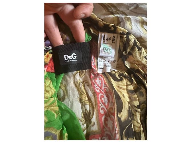Dolce & Gabbana Maxikleid mit Blumen- und Barockprint mit Schal Weiß Blau Mehrfarben Grün - Ansicht 6