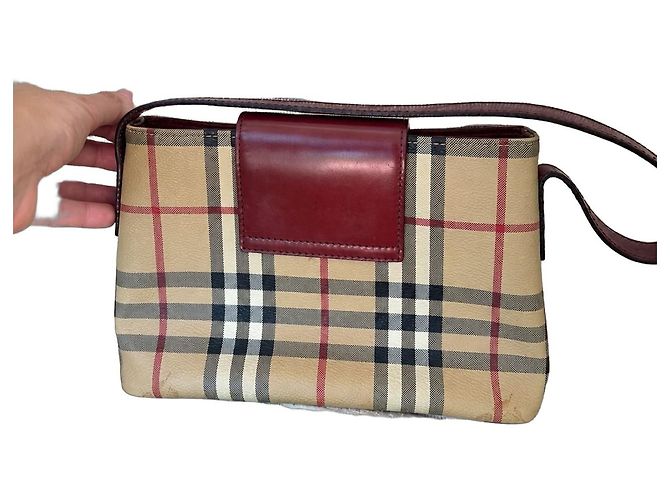 Borsa a tracolla Burberry Haymarket Check Marrone Beige - vista 2
