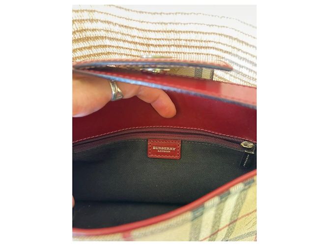 Borsa a tracolla Burberry Haymarket Check Marrone Beige - vista 3