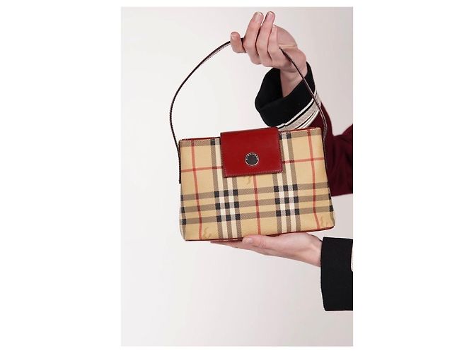 Borsa a tracolla Burberry Haymarket Check Marrone Beige - vista 5