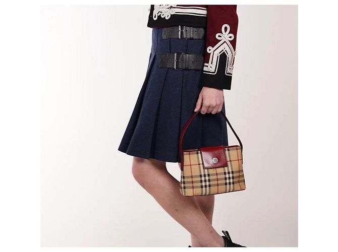 Borsa a tracolla Burberry Haymarket Check Marrone Beige - vista 6