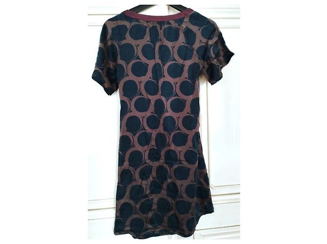 Alain Manoukian Manoukian Wildseiden-Kleid Baby Doll Braun Dunkelblau - Ansicht 10