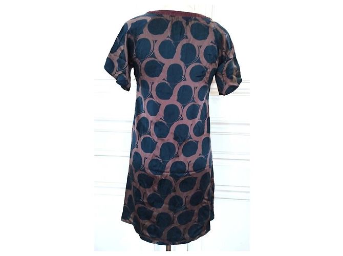 Alain Manoukian Manoukian Wildseiden-Kleid Baby Doll Braun Dunkelblau - Ansicht 18