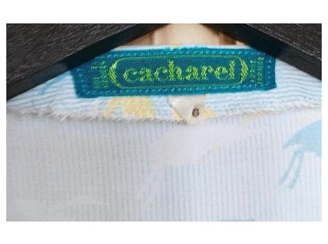 Cacharel Abito Preppy Fifties in Cotone e Seta Bianco Blu Giallo Blu chiaro - vista 5
