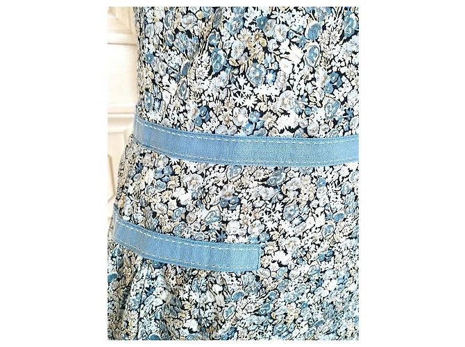 Cacharel Vestido Mini de Algodão Estampado Liberty Branco Azul - vista 10