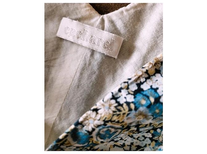 Cacharel Vestido Mini de Algodão Estampado Liberty Branco Azul - vista 18