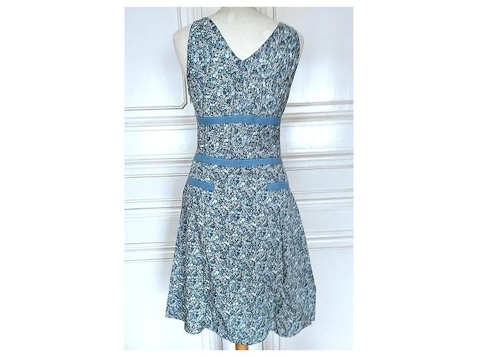 Cacharel Vestido Mini de Algodão Estampado Liberty Branco Azul - vista 2