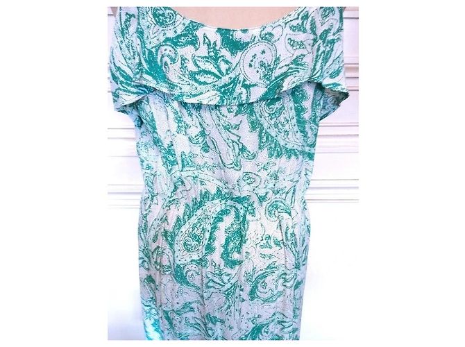 Antik Batik Light Fluide Kleid XL Weiß Grün - Ansicht 10