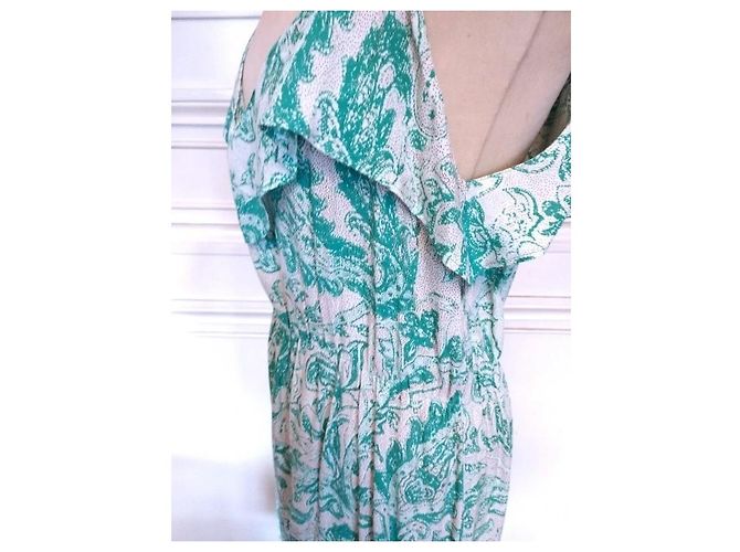 Antik Batik Light Fluide Kleid XL Weiß Grün - Ansicht 11
