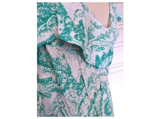 Antik Batik Light Fluide Kleid XL Weiß Grün - Ansicht 13