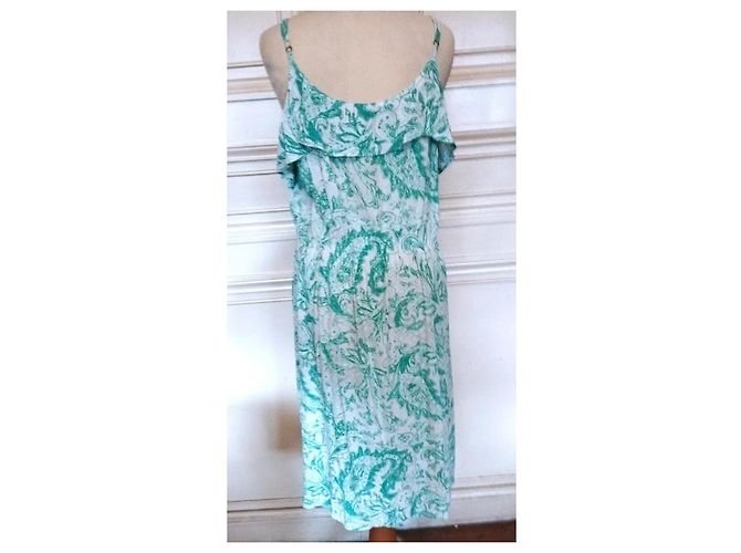 Antik Batik Light Fluide Kleid XL Weiß Grün - Ansicht 14
