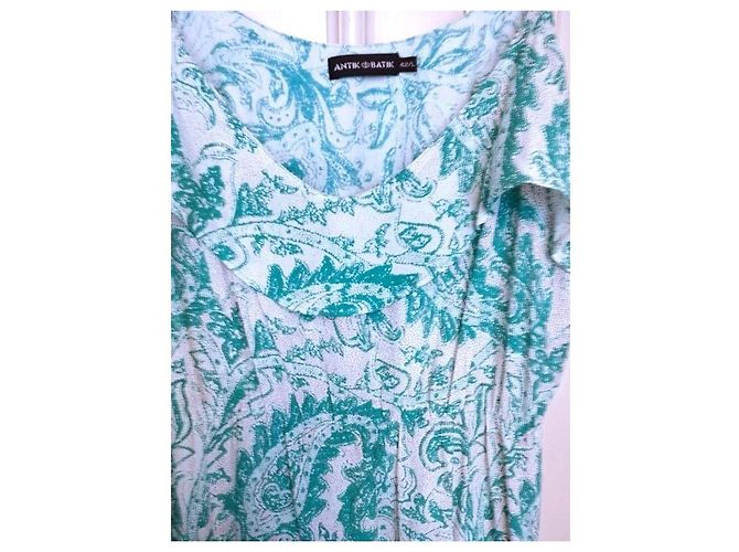 Antik Batik Light Fluide Kleid XL Weiß Grün - Ansicht 15