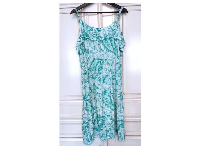 Antik Batik Light Fluide Kleid XL Weiß Grün - Ansicht 16