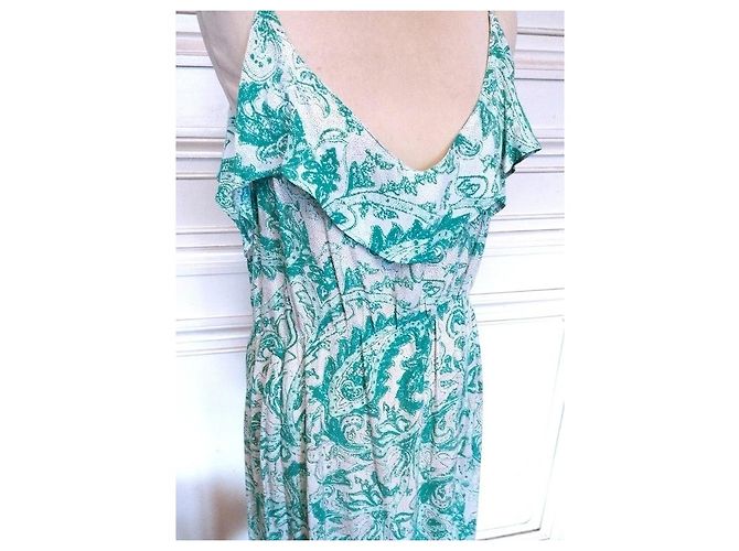 Antik Batik Light Fluide Kleid XL Weiß Grün - Ansicht 17
