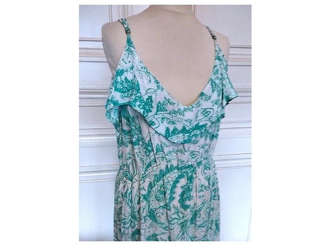 Antik Batik Light Fluide Kleid XL Weiß Grün - Ansicht 3