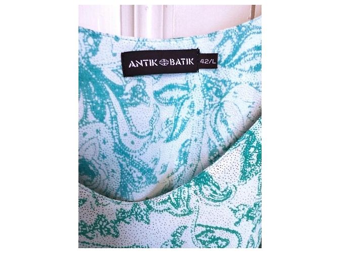 Antik Batik Light Fluide Kleid XL Weiß Grün - Ansicht 8