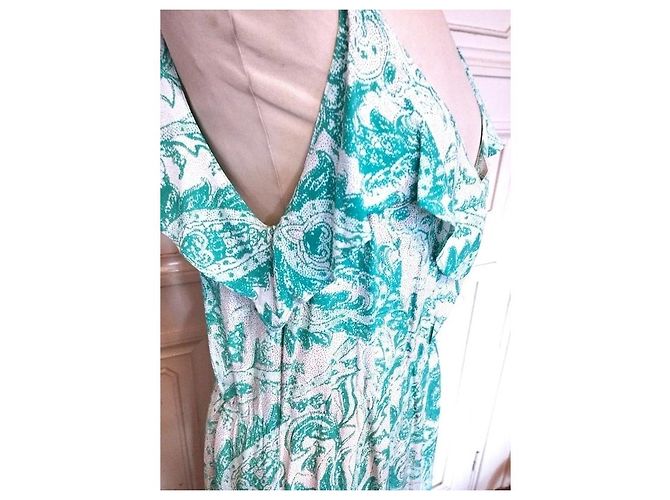 Antik Batik Light Fluide Kleid XL Weiß Grün - Ansicht 9