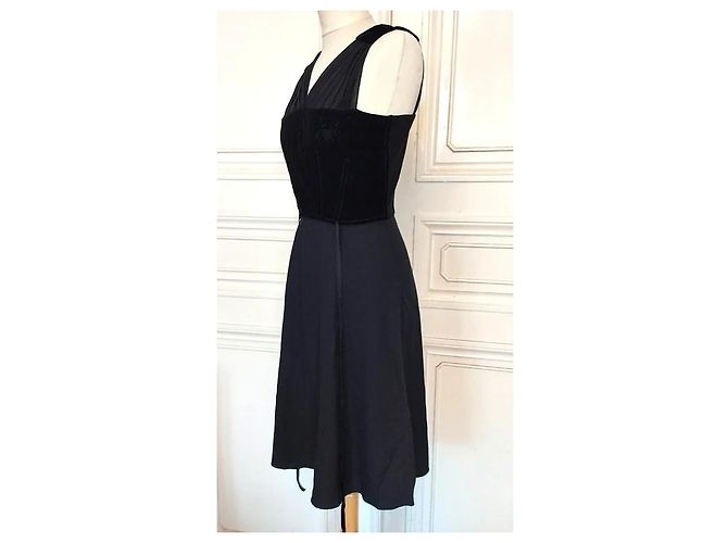 Vanessa Bruno Couture Schwarzes Abendkleid Seide Spitze Samt - Ansicht 12