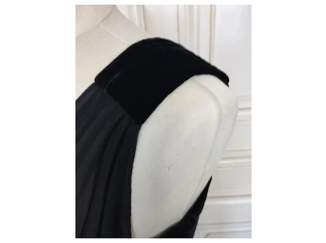 Vanessa Bruno Couture Schwarzes Abendkleid Seide Spitze Samt - Ansicht 7