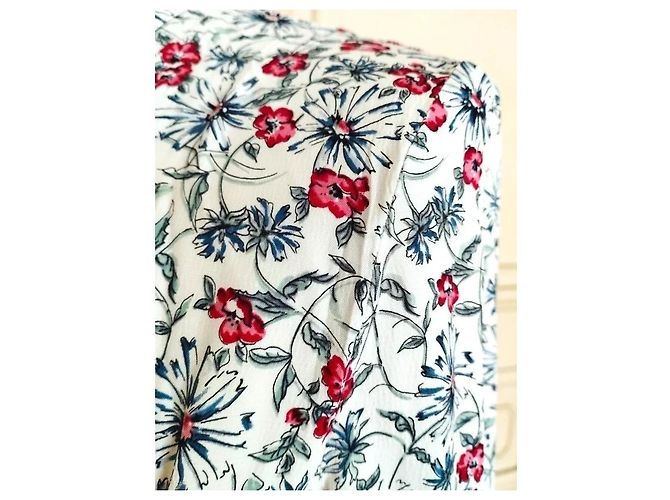 Cacharel Abito Lungo a Camicia Preppy Folk Bianco Rosso Blu - vista 16