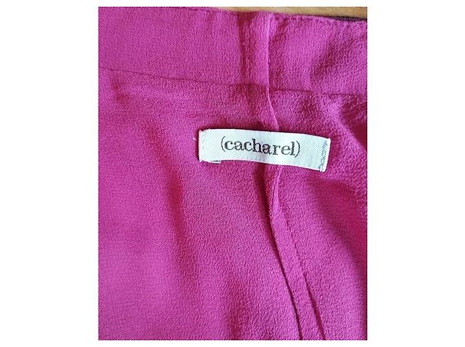 Cacharel Robe de Soirée Couture Double Voile de Soie Rose Framboise - vue 16