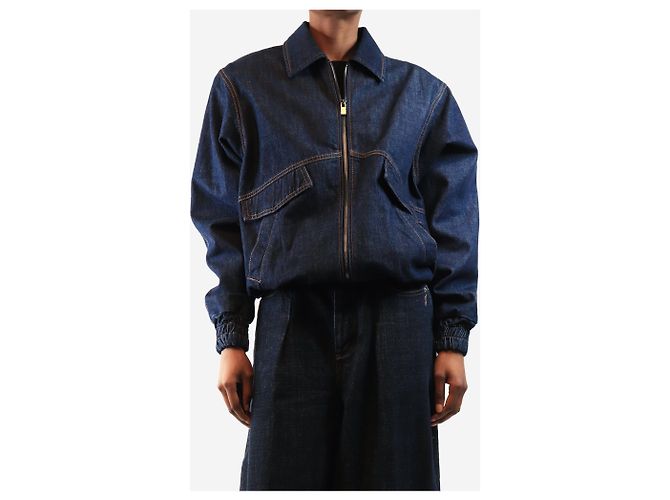 Magda Butrym Oversized Bomberjacke aus Navy-Denim - size UK 4 Marineblau - Ansicht 3