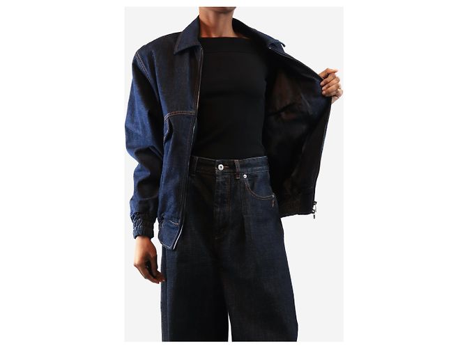 Magda Butrym Oversized Bomberjacke aus Navy-Denim - size UK 4 Marineblau - Ansicht 4