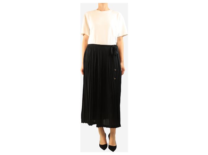 Valentino Falda midi plisada negra - size UK 12 Negro - vista 2