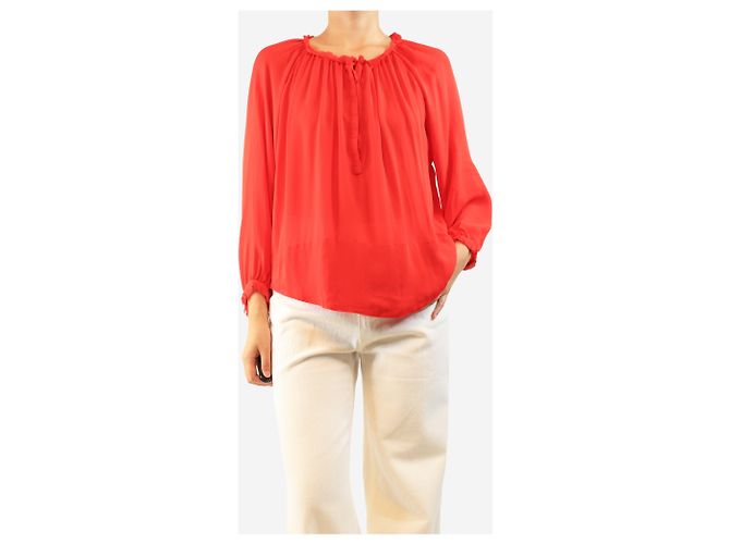 Emilio Pucci Rote transparente Seidenbluse - size UK 10 - Ansicht 3
