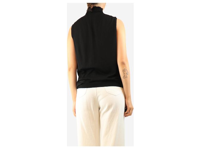 Prada Feinstrick-Oberteil mit Stehkragen in Schwarz - size UK 12 - Ansicht 2