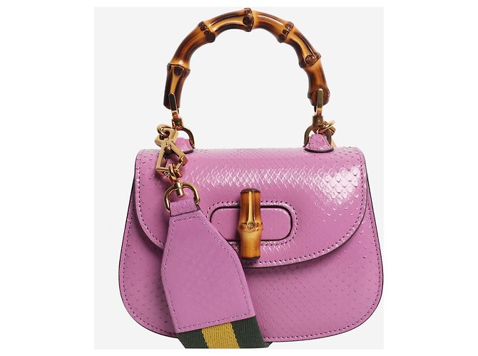Bamboo Gucci Lederhandtasche mit violettem Bambusgriff Lila - Ansicht 3