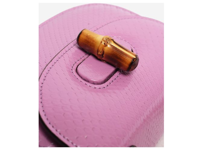 Bamboo Gucci Lederhandtasche mit violettem Bambusgriff Lila - Ansicht 4