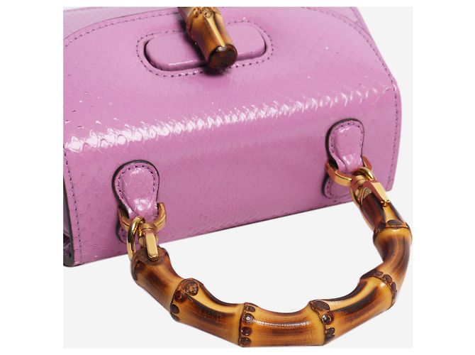 Bamboo Gucci Lederhandtasche mit violettem Bambusgriff Lila - Ansicht 5