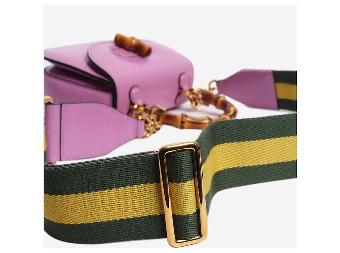 Bamboo Gucci Lederhandtasche mit violettem Bambusgriff Lila - Ansicht 6