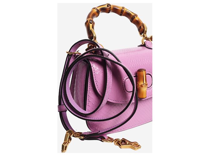 Bamboo Gucci Lederhandtasche mit violettem Bambusgriff Lila - Ansicht 7