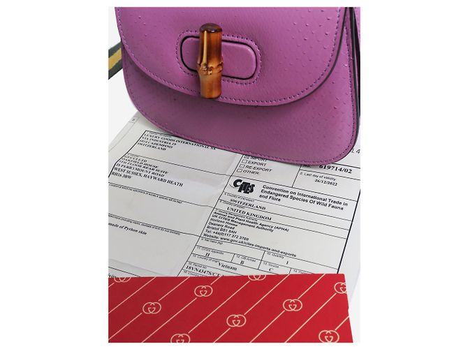 Bamboo Gucci Lederhandtasche mit violettem Bambusgriff Lila - Ansicht 8