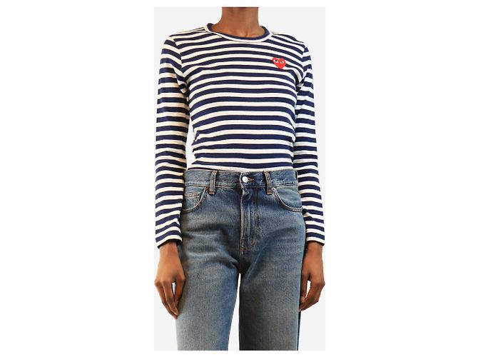 Comme Des Garcons Top às riscas azul marinho e branco - size S - vista 3