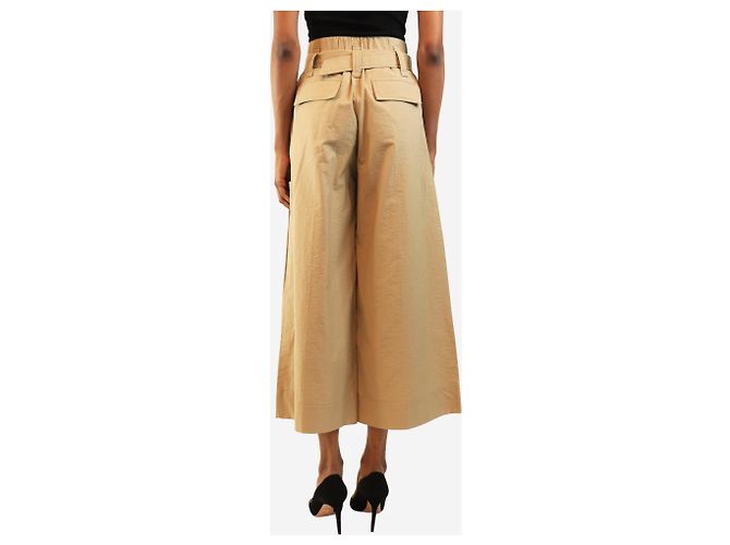 Brunello Cucinelli Pantalones de algodón con cinturón neutros - size UK 4 - vista 3