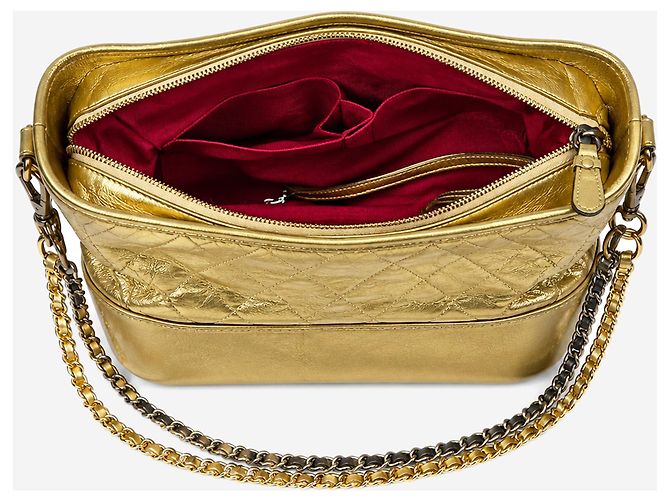 Chanel Borsa a tracolla Gabrielle 2017 in pelle di vitello Gold D'oro - vista 3
