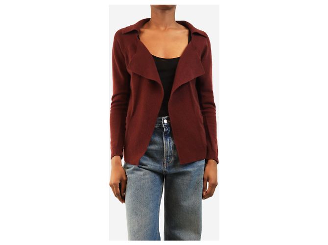 Max Mara Cardigã aberto de lã bordô - size M Vermelho - vista 3