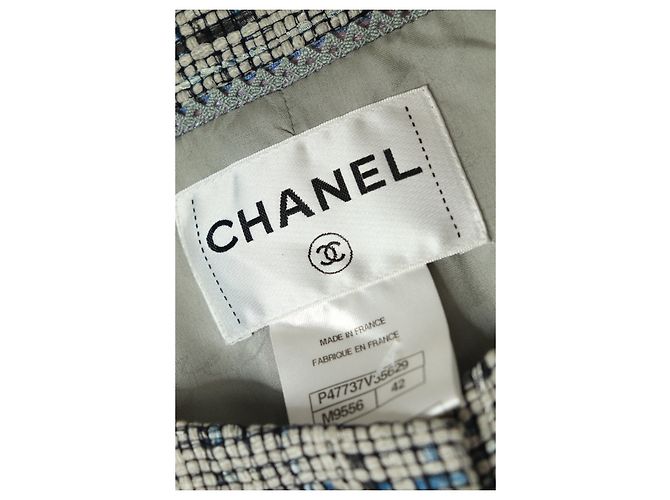 Chanel Set giacca e gonna in tweed grigio - size UK 14 - vista 5