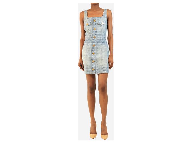 Balmain Mini abito in denim blu - size UK 8 - vista 3